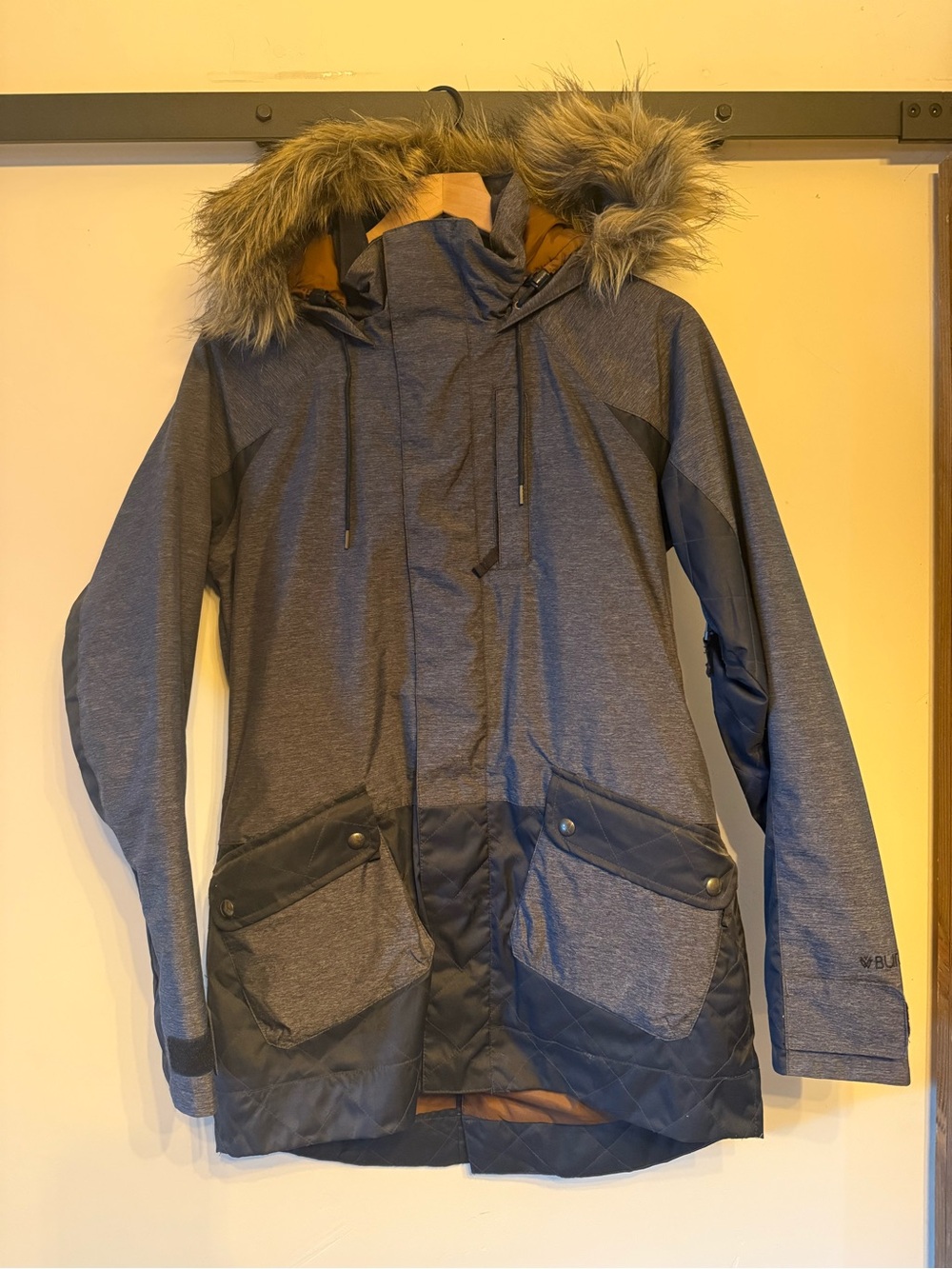 Burton Black Jacket with Leopard-Accent Label